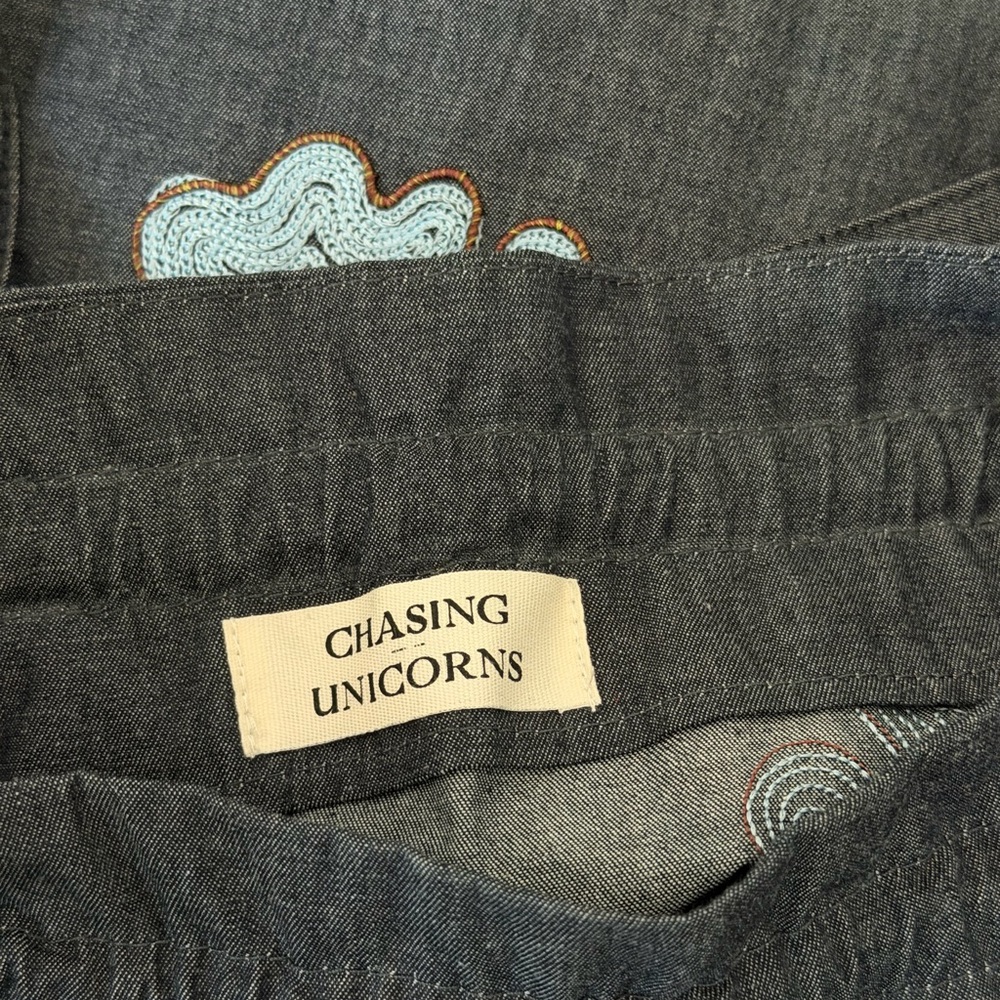 New Chasing Unicorns night palm Denim bag with Embroidery - Picture 10 of 12